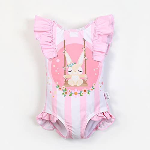 Kids Girls' Bunny Swimsuit and Hat Surf UPF 50+ Printed One Piece Ruffle Bathing Suits Summer Beach Swimwear3