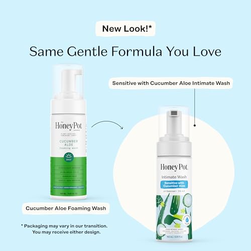 Image of The Honey Pot Company - Feminine Wash - Herbal Infused - Sensitive Skin Types - PH Balanced Plant Based Hygiene Products - Sensitive w /Cucumber Aloe - 5.51 Fluid Oz.