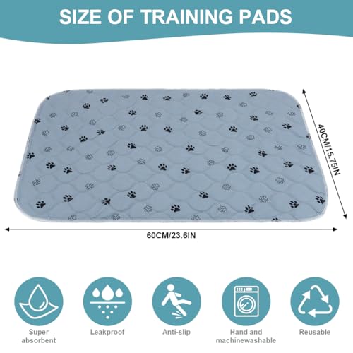Aomig Waschbare Welpen-Trainingspads 2Pcs Haustier-Urinunterlage Welpenunterlagen Wiederverwendbare Hundetrainingspads Puppy Pads Hunde Katzen Welpen Altere Inkontinente Hunde(Grau Footprints,40*60cm)