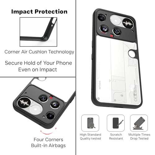 Image of RIGGEAR Shockproof Sleek Hybrid Armor Back Cover Case for Nothing Phone 3 (Clear PC + Black TPU Bumper)