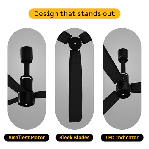 Image of atomberg Razon 1200mm BLDC Ceiling Fan with Remote | World's Smallest Motor Powered by BMC | Advance Air+ Technology | BEE 5 star Rated | Low Noise | Sleek Design | 3 Year Warranty (MIDNIGHT BLACK)