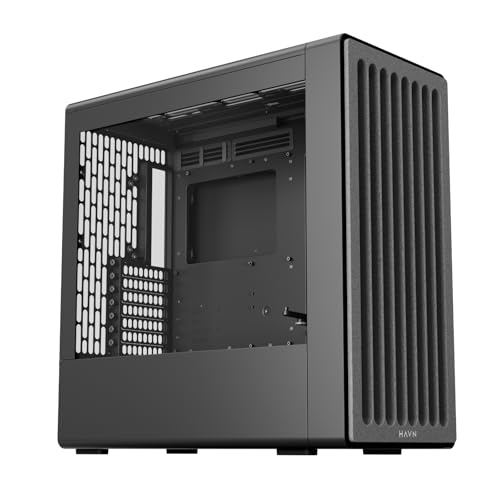 Image of HAVN BF 360 ATX Mid Tower PC Case, Semi-Open SGCC Steel Frame, SimpliCable Cable Management, Detachable Top Bracket, Quiet Operation, Premium Steel Build - Black