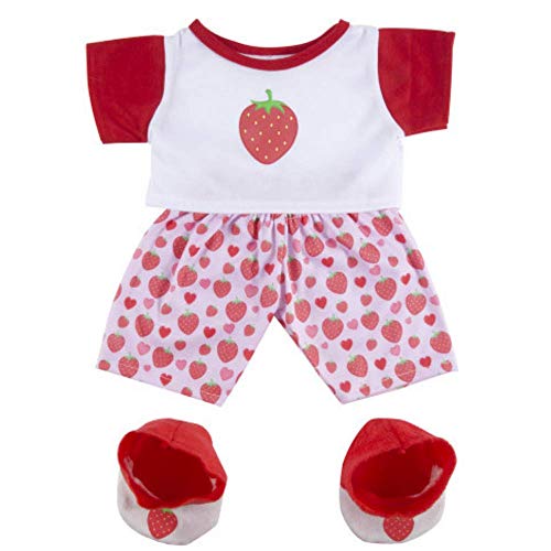 40cm Erdbeere Pyjama - Teddybär Outfit Kleidung - Teddybär Nicht enthalten