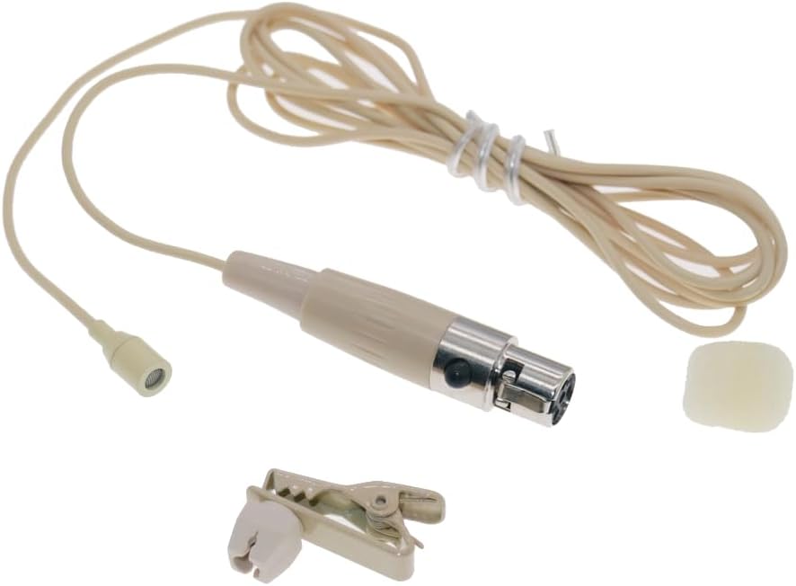 Mini TA3F 3Pin Clip-On Lapel Lavalier Microphone for AKG Wireless Wireless BeltPack Transmitter Omnidirectional Core Beige