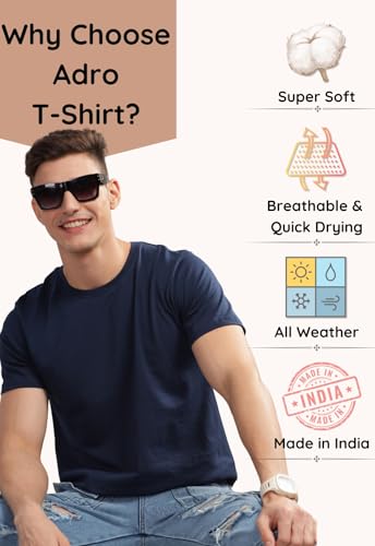 Image of ADRO Mens Printed T Shirt | The Super Soft Tshirt in India| Pure Cotton Lycra Breathable Fabric| 4 Way Stretch smart tech Fabric| Round Neck T-Shirt (Also in Plus Size) RN25-ST-WAVE-NB