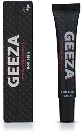 Geeza Men's Eye Cream Reduce Dark Circles and Puffiness Scientifically Backed Designer Skin Care, Advanced Formula Male Eye Bag Removal, Designed to Improve Elasticity, Nourish the Under Eyes 15ml