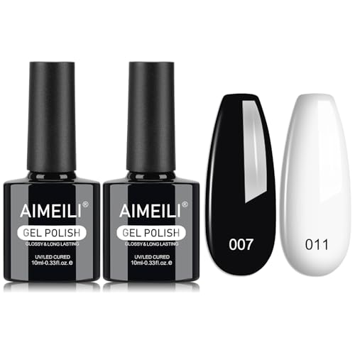 Kit 2Pcs Esmalte de Gel Negro y Blanco AIMEILI miniatura 1