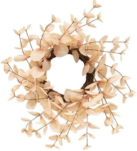 CWI Gifts Leaves Twig Wreath Rings - 17 inch - Wreath Decor for Front Door and Candle Decorating - Blushing Eucalyptus