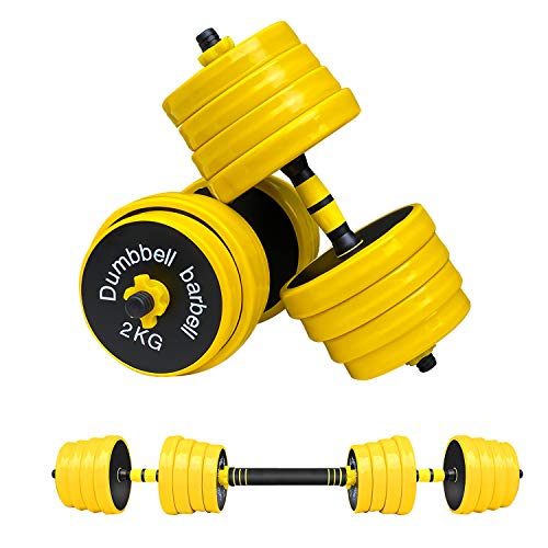 K KiNGKANG Adjustable Dumbbell Barbell Weights Set for Men Women,Free Exercise Fitness Weights Dumbbells 2-in-1 Set,Non-Slip Neoprene Hand