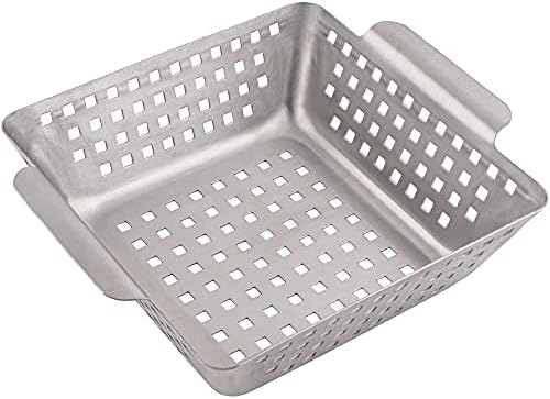 GOURMEO Barbecue Vegetable Basket, stainless steel, for grilling and roasting vegetables, fish or meat