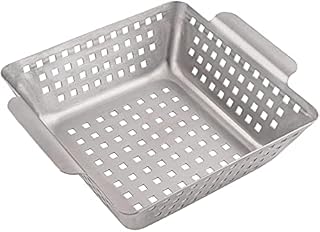 GOURMEO Barbecue Vegetable Basket, stainless steel, for grilling and roasting vegetables, fish or meat