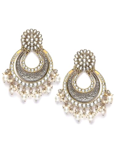 Image of Karatcart Gold Plated Yellow Meena Dangler Earrings for Women