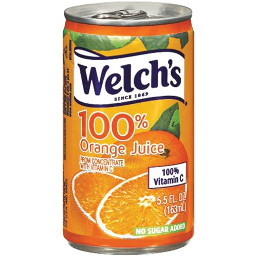 Welch's 100% Juice, Orange, No Sugar Added, 5.5 Ounce On the Go Cans (Pack of 48)