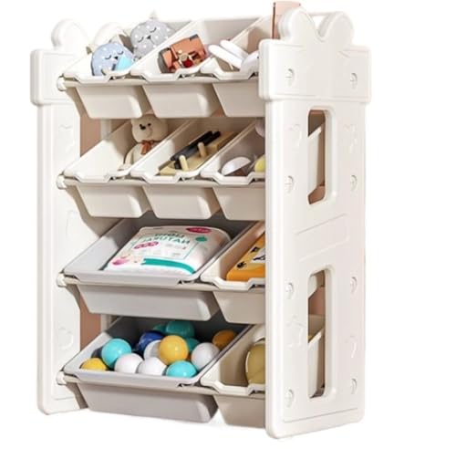 JDXQBLD Toy Organiser Toy Organizer Shelf Toy Box Toy Storage 4-Tiers Toy Storage Organizer Multi-Functional Storage Organizer with Bins for Playroom Bedroom Living Room Toy Stor，B-One Size
