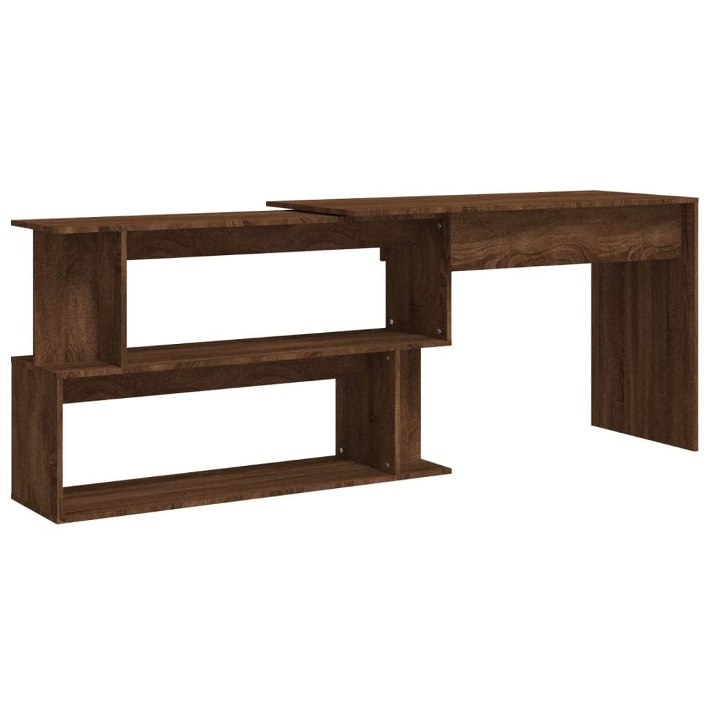 Bureau D'angle Blanc 200X50X76 Cm Aggloméré Chêne marron