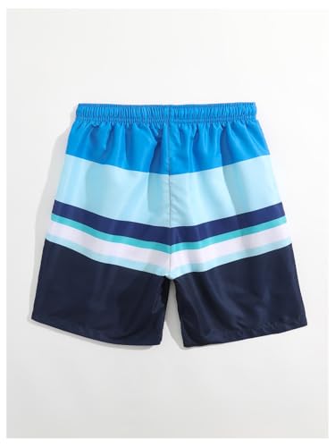Floerns Boy's Swim Trunks Colorblock Drawstring Waist Quick Dry Straight Leg Beach Shorts2