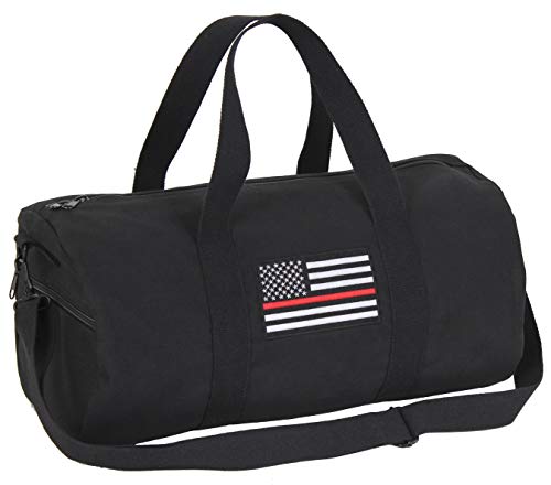 Rothco Thin Red Line Canvas Shoulder Duffle Bag – Patriotic Sports Gym Travel Duffel2