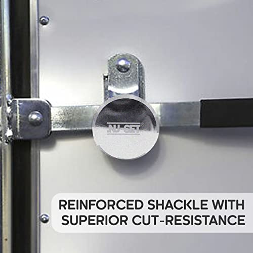 Nu-Set 2-7/8 Inch Heavy Duty Solid Steel Hockey Puck Padlock With Hardened Reinforced Shackle For Superior Cut Resistance.hidden Shackle Design Resists Pulling And Prying, Chrome Finish, 5373-3 #TOP4
