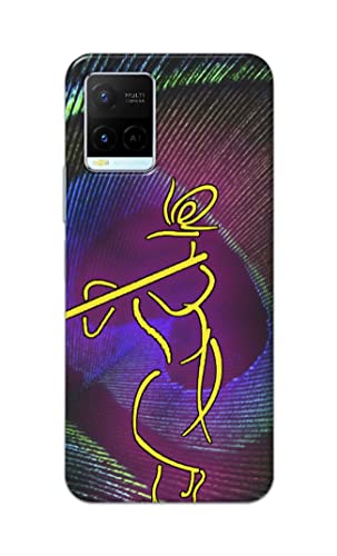 Image of PRINTFIDAA Lord Krishna On Peacock Feather Hard Back Cover for Vivo Y21 (2021) / Y33S Back Cover -(P6) KAT1007
