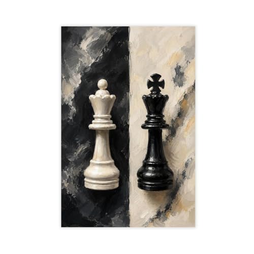 Toile d'échecs noir et blanc salon décoration murale chambre