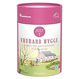 JUST T Rhubarb Hygge Loser Tee, 80g | Bio Schwarzer Tee – Gemischt mit Rhabarber und Vanille | Bio Loser Tee – Biologisch Hochland-Tee im Nachhaltigen Vorratsdose für alle Teeliebhaber