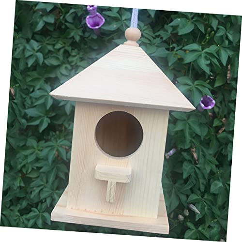 1Pc Outdoor Decor Animal Decor Outdoor Bird House Hanging Bird House Decor Finch Bird House Diy Garden Hanging Bird House Manual Feeder Bark Suite Bamboo Diy Kits #TOP1