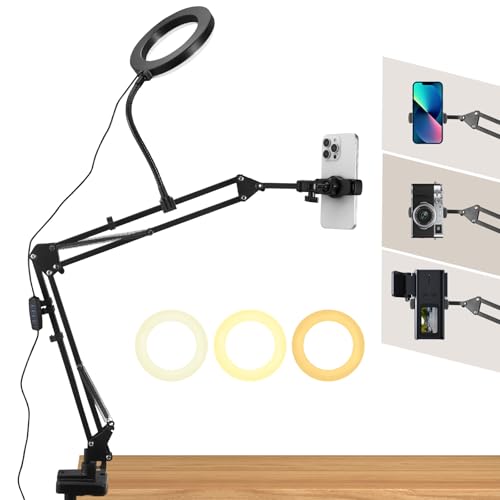 Strixorn Trépied pour Téléphone Portable avec Anneau Lumineux LED, Support de Caméra Aérien, pour Youtube TikTok Live Stream Cooking