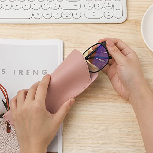 Image of SAVITA Soft Leather Glasses Cases, 4 Pcs Slim Reading Eyeglasses Case Glasses Case Sunglasses Pouch Safety for Women Men,