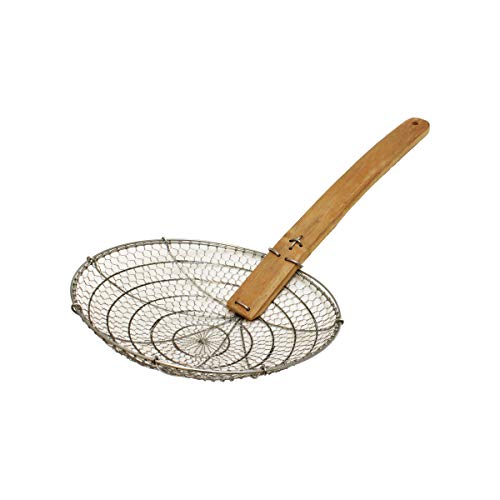 Thunder Group Galvanized Bamboo Handled Skimmer, 10-Inch, Coarse Mesh