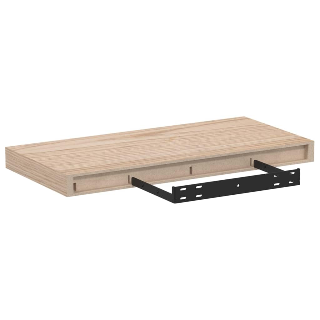 Juego de 4 estantes flotantes de 50 x 23,5 cm, estantes de pared de madera con chapa de roble, estantes rectangulares flotantes para salón, cocina y pasillo, soporte invisible