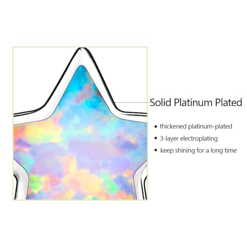 Hypoallergenic Star Earrings for Girls, S925 Sterling Sliver Stud Earrings For Women ARSKRO White Tiny Little Small Cute Fire Opal Earring Jewelry Gifts for Kids Sensitive Ears4