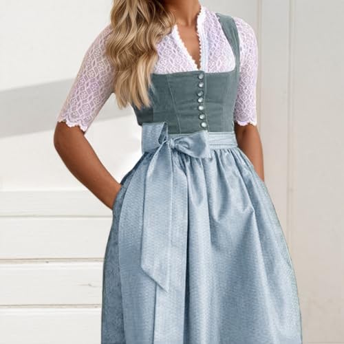 Dirndl midi en coton avec tablier réglable pour Oktoberfest - 6