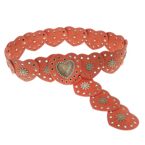 Hollow Disc Belt Western Style Exaggerated Cowboy Wide Disc Belt Metal Buckle Vintage Soft Belt for Women (light brown)2