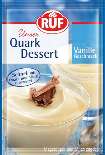 RUF Quark Dessert Vanille, Milchshake Pulver Vanille, super cremige Quarkspeise, fertig in 3 Minuten