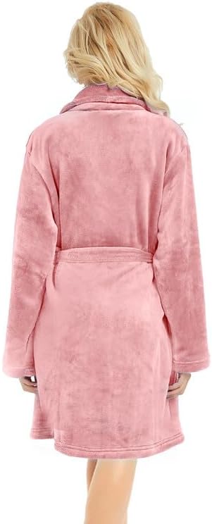 U2SKIIN Women Fleece Robe, Short Cozy Plush Robes for Womens Soft Shawl Collar Warm Spa Bathrobe - Image 2