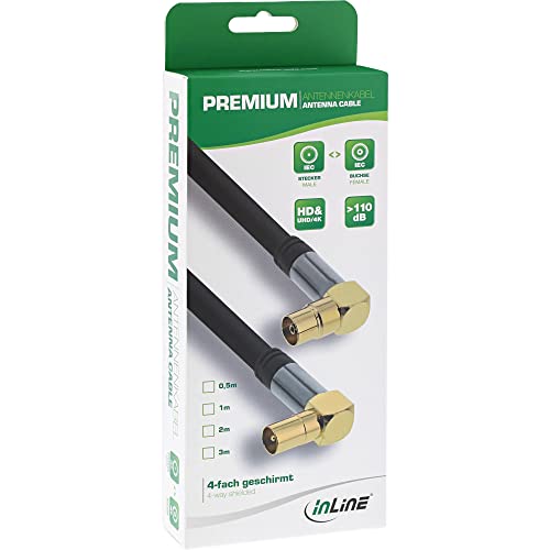 InLine 69202g 2 m IEC IEC - COAXIAL CABLE, COAXIAL (IEC Cable, IEC, BLACK, Curve, Curve Gold, 2 M), 2 Meters - Image 2