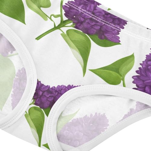 Toddler Girls Underwear 2t Cotton Panties Little Girl Print Underpants Briefs Lilac Flowers Purple Petals White4