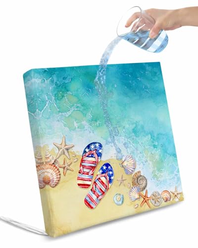 Hokiten Teal Coastal Slippers Outdoor Cushion Chair Cover Set of 4 - Waterproof Couch Seat Covers, Summer Beach Shell Seaside Patio Furniture Protector Cushions Slipcovers for Sofa/RV, 24