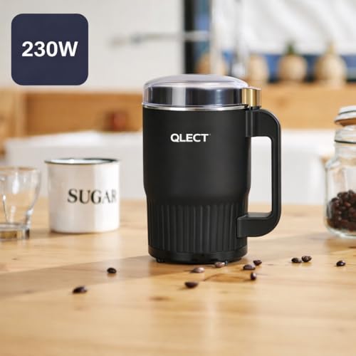 Image of QLECT Electric Coffee Grinder & Spice Grinder, Plug-in Stainless Steel Blade Grinder with Lid, Multi-Purpose Grinder for Coffee Beans, Spices & Herbs, Black