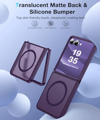 Image of NO.1 Magnetic for Samsung Galaxy Z Flip 7 Case Compatible with MagSafe [Military Grade Drop Tested][Translucent Matte][Anti-Fingerprint] Soft Silicone Bumper for Samsung Flip 7 Case Slim,Purple