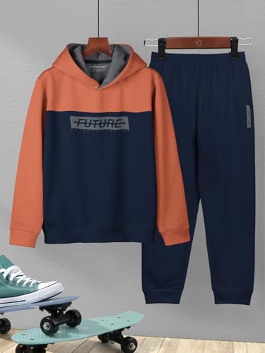 Image of HELLCAT Printed Cotton Blend Full sleeve Hoodie T-shirt Jogger Trackpant Clothing Set for Boys