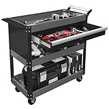 AIRAJ Dreistöckiger Rollwagen |Werkstatt mit Schubladen | Multifunktionaler Wagen für Werkstätten, Reparaturwerkstätten und Lager | Werkstatt-Rollwagen | Schwarz