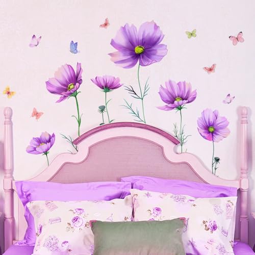 Vinilos Decorativos Flores Acuarela Peonía Púrpura 2 Piezas miniatura 4