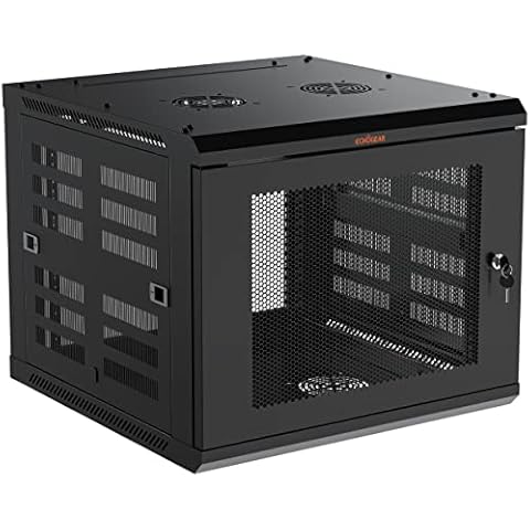 ECHOGEAR 9U Network Rack - Enclosed Wall Mount Rack Kit Includes 2X 1U Shelves, Pre-Mounted Fan, Lockable Door & Hardware - 600mm Depth Fits All Your AV Gear Cover