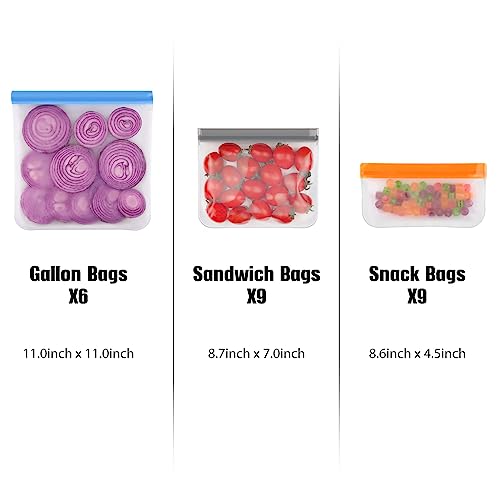 Lerine JYQD-14 6 Pack Reusable Gallon Freezer Bags Dishwasher Safe, Bpa Free Reusable 1 Gallon Bags Silicone, Leakproof Reusable Storage Bags For Marinate Meats thumb #6