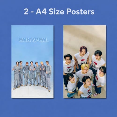 Image of Enhypen Poster Combo Pack of 4 Poster, 10 Photocards, 10 Photographs, 1 Sticker Sheet, 2 Photo Strips (All self Adhesive,120GSM)| Pinterest Wall Posters | K-Pop Posters| Enhypen All in One Combo Pack