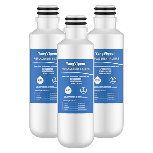 YangVigour Water Filter Replacement Compatible with LT1000P LT1000PC ADQ747935 ADQ74793501 ADQ74793502 LMWS27626S LFXS26973S 6 Month 200 Gallons 3PCS Water Filters (3 Count)