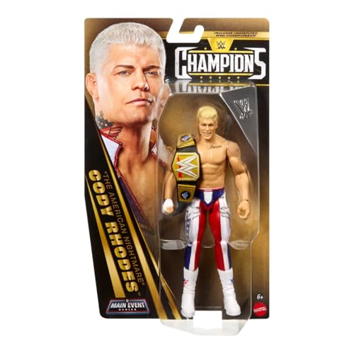 WWE Cody Rhodes Main Event Series Champions 2026 Action Figure with Championship Title 6-inches