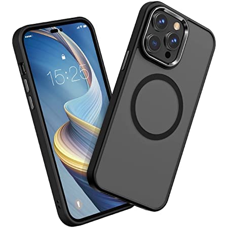 Tech MDiPhone 14 Pro with PC Matte Ultra Thin Magnetic MagSafe Compatible Shockproof Protective Hard Back Slim Thin Phone Cover Super Soft Glitter Slim– 6.7" Black