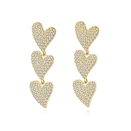 Pendientes colgantes de plata de ley 925 con circonita cúbica para mujer y niñas